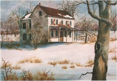 painting of home in winter