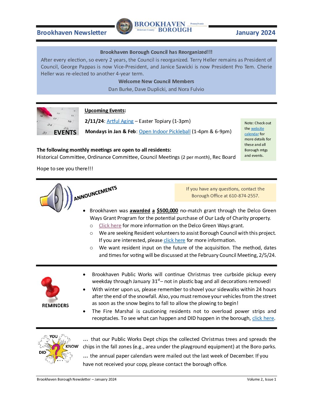 Thumbnail of the first page of 'Newsletter – January 2024'