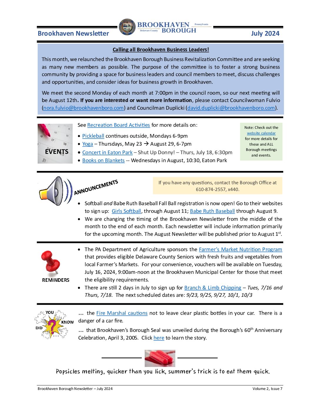 Thumbnail of the first page of 'Newsletter – July 2024'