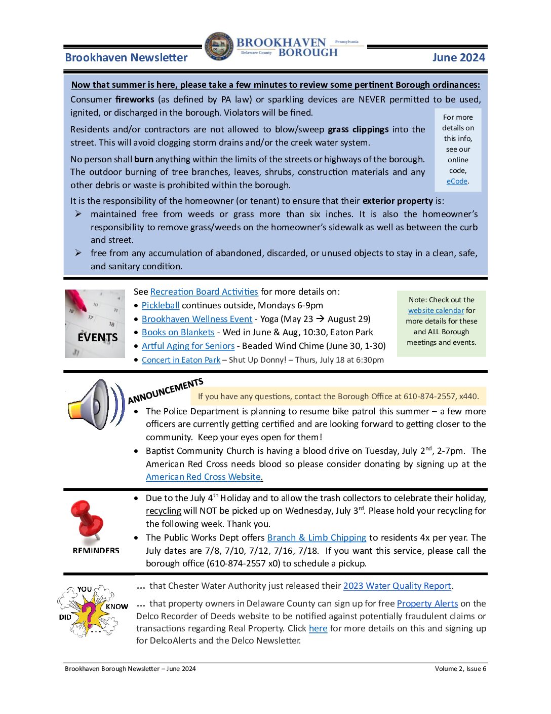 Thumbnail of the first page of 'Newsletter – June 2024'