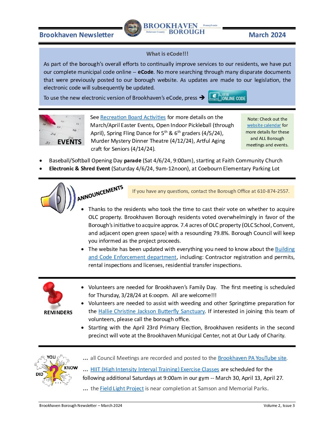 Thumbnail of the first page of 'Newsletter – March 2024'