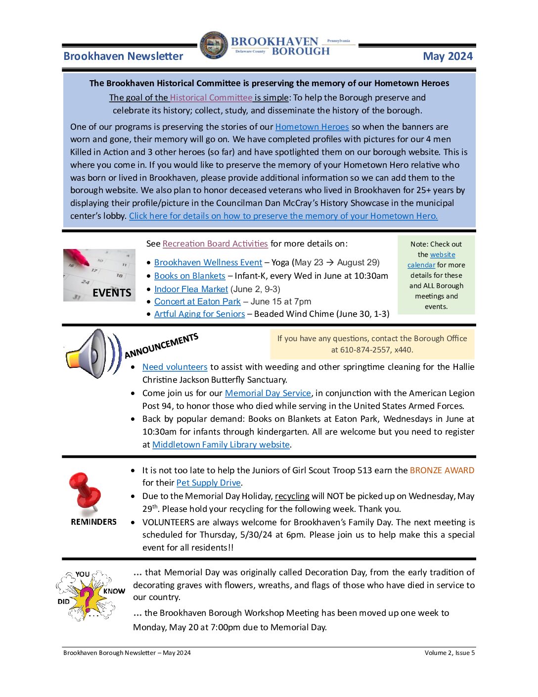 Thumbnail of the first page of 'Newsletter – May 2024'