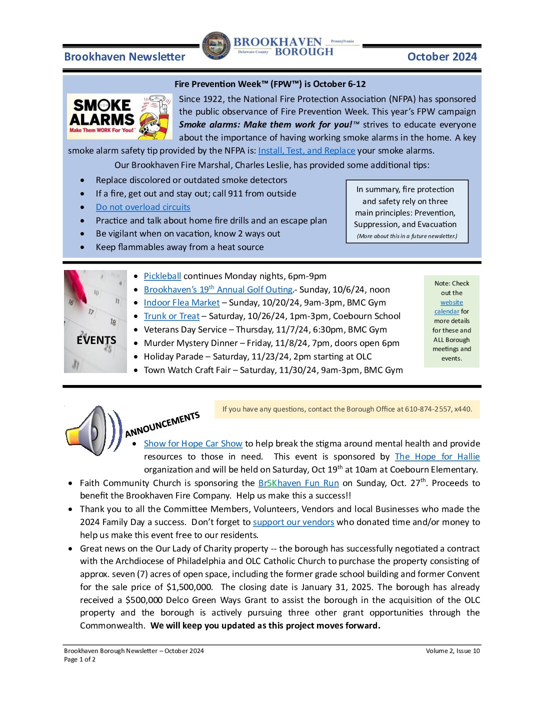 Thumbnail of the first page of 'Newsletter – October 2024'