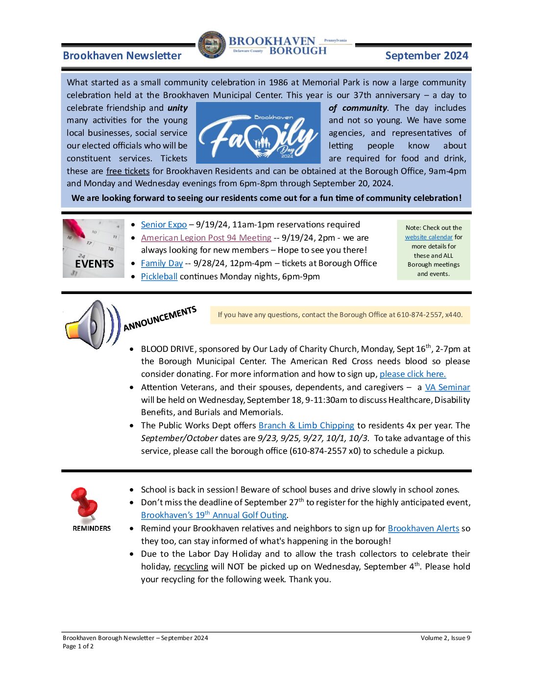 Thumbnail of the first page of 'Newsletter – September 2024'