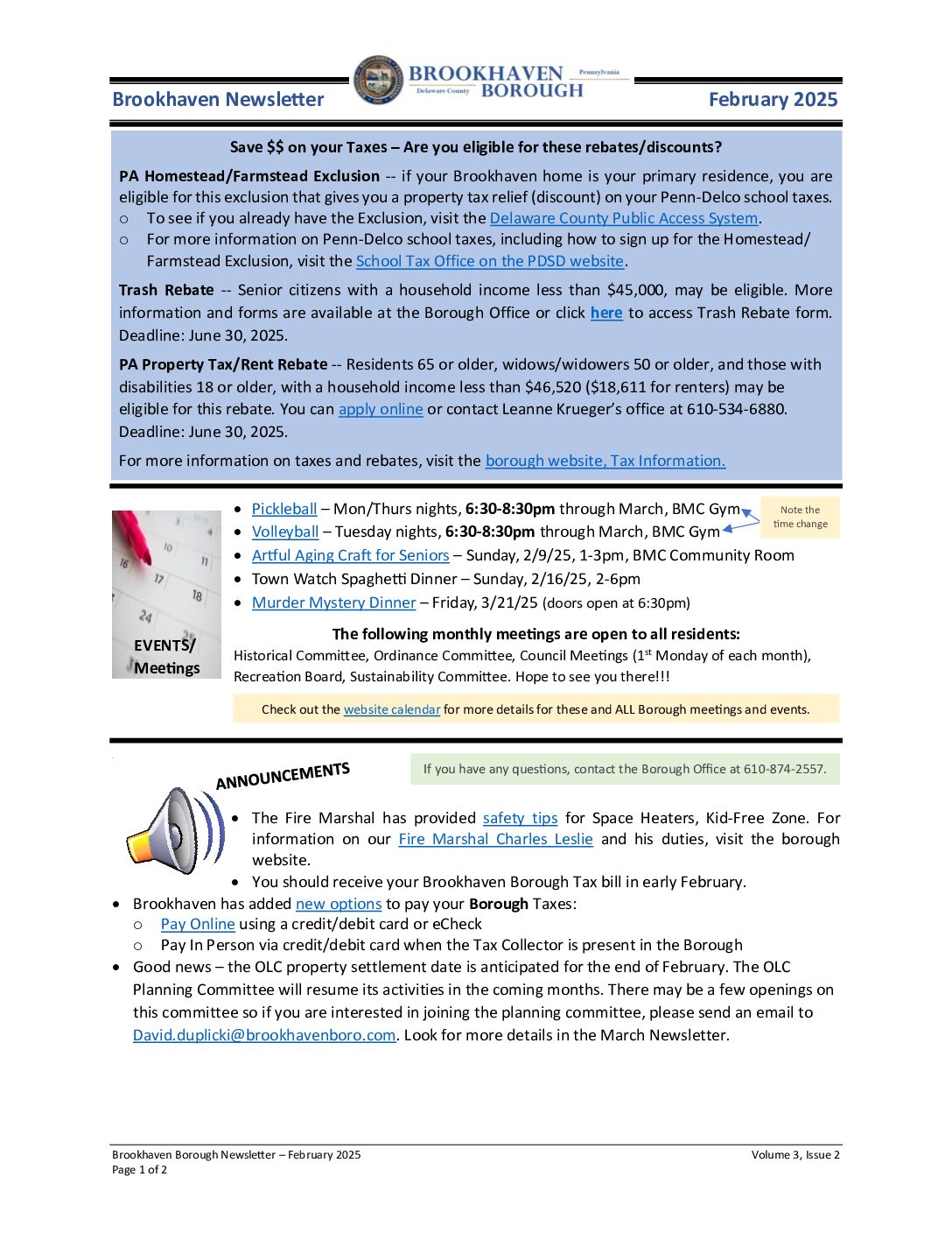 Thumbnail of the first page of 'Newsletter – February 2025'
