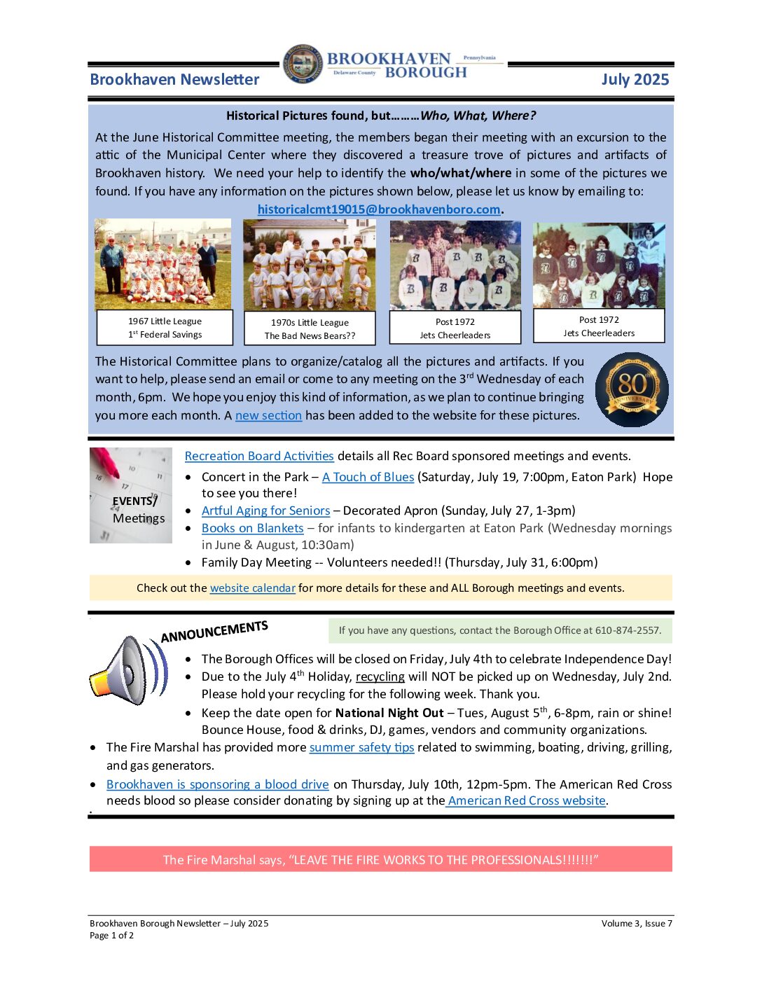 Thumbnail of the first page of 'Newsletter – July 2025'