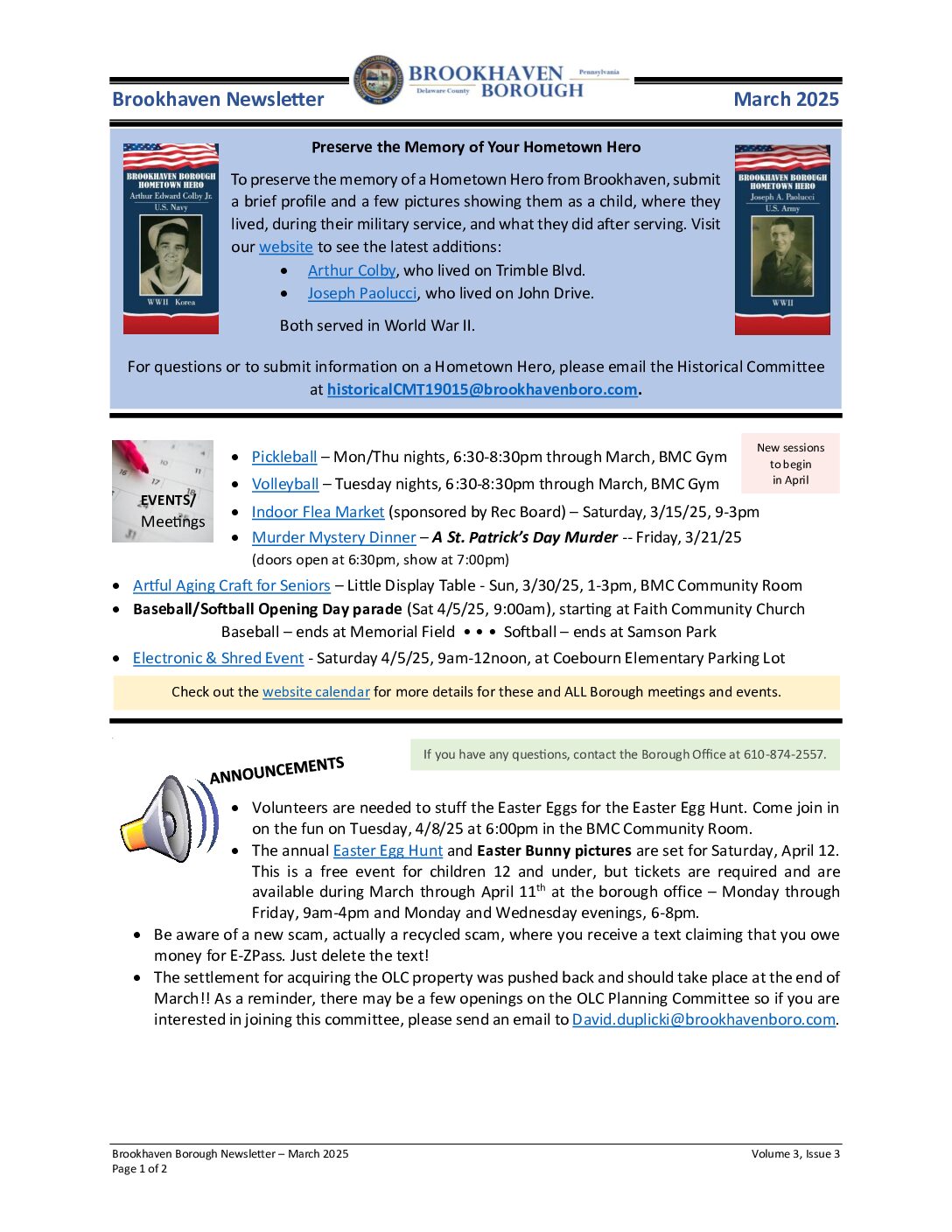 Thumbnail of the first page of 'Newsletter – March 2025'