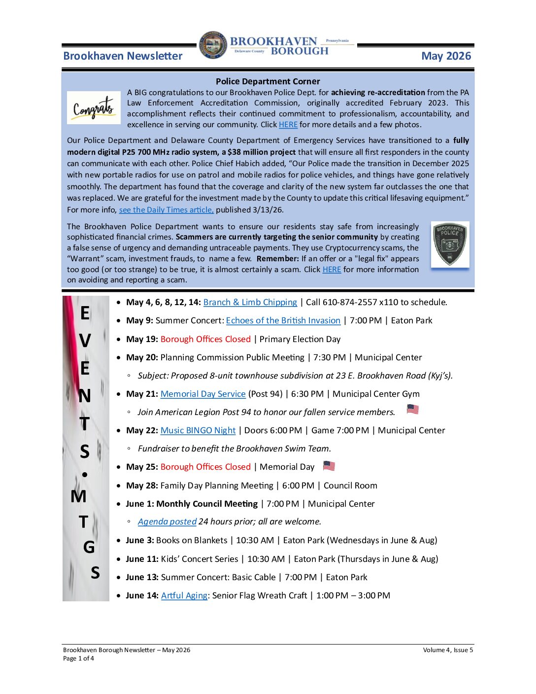 Thumbnail of the first page of 'Newsletter – May 2026'